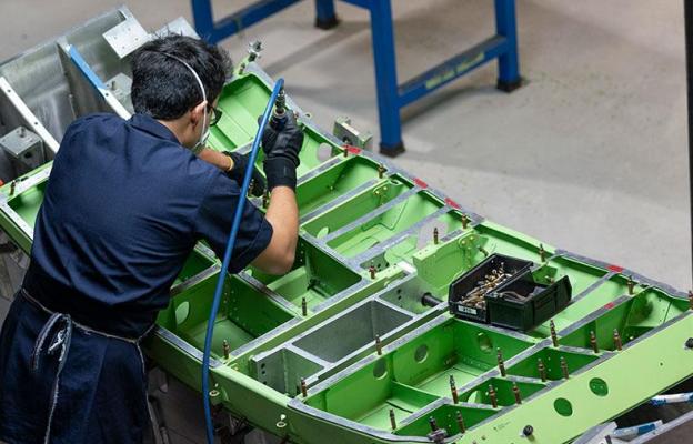 Man assembling a door