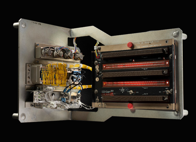 Interior of electronics casing with view of wiring