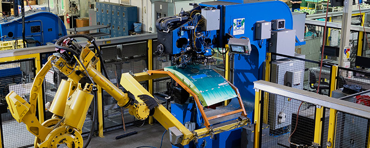 Overhead view of factory with machines