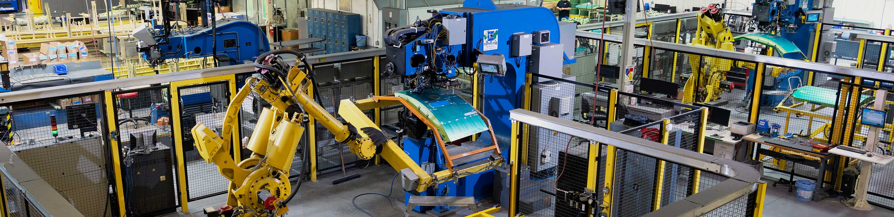 Overhead view of factory with machines